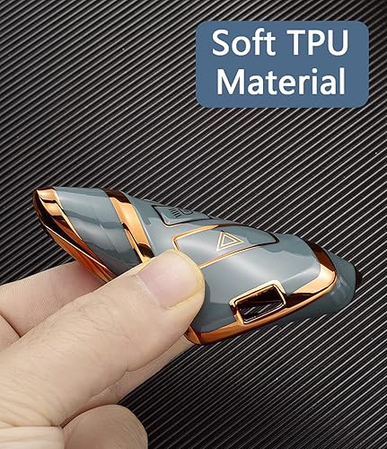 Miniatura 4 de SANRILY Funda para llavero de TPU con borde dorado para Land Range Rover Discovery Rover Sport 2018 2019 y Jaguar XF 2021, accesorios para llaves