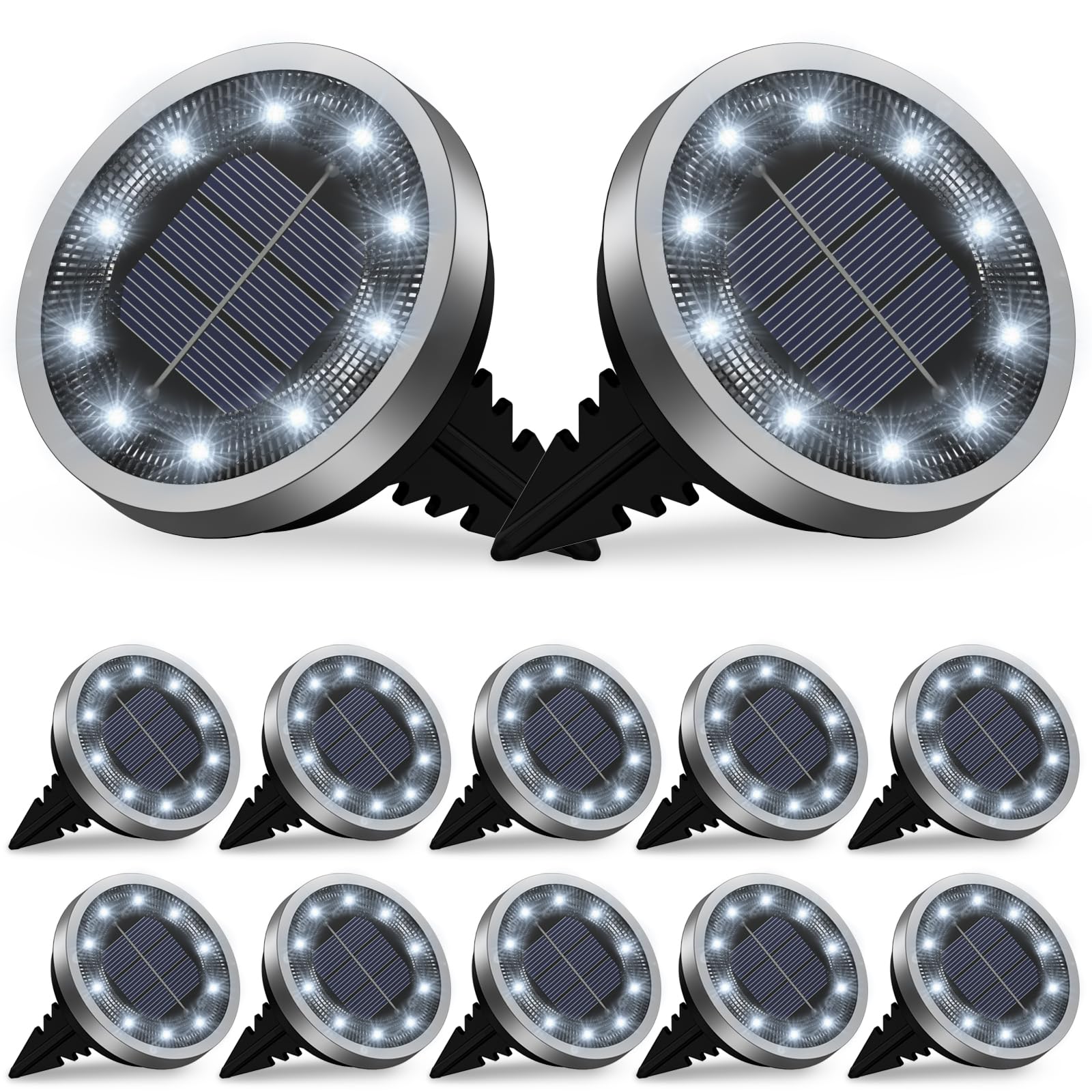 Solar Lights Outdoor Garden, 14 Pack Solar Ground Lights 10 LED Pathway Waterproof IP65 Garden Light Landscape Lighting