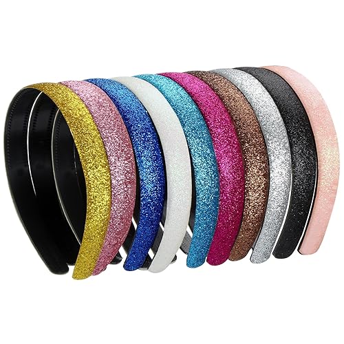 Blulu Diademas de plástico con Dientes de purpurina, 10colores, 10piezas