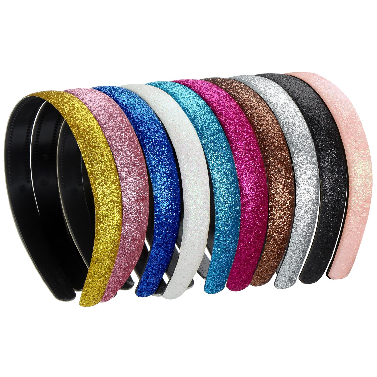 Blulu 10 Pcs Glitter Headband for Girls Toddler Kids Sparkle with Teeth Thin Wide Grad Headbands Girls DIY Non Slip Party Accessories Gifts for Toddler Women