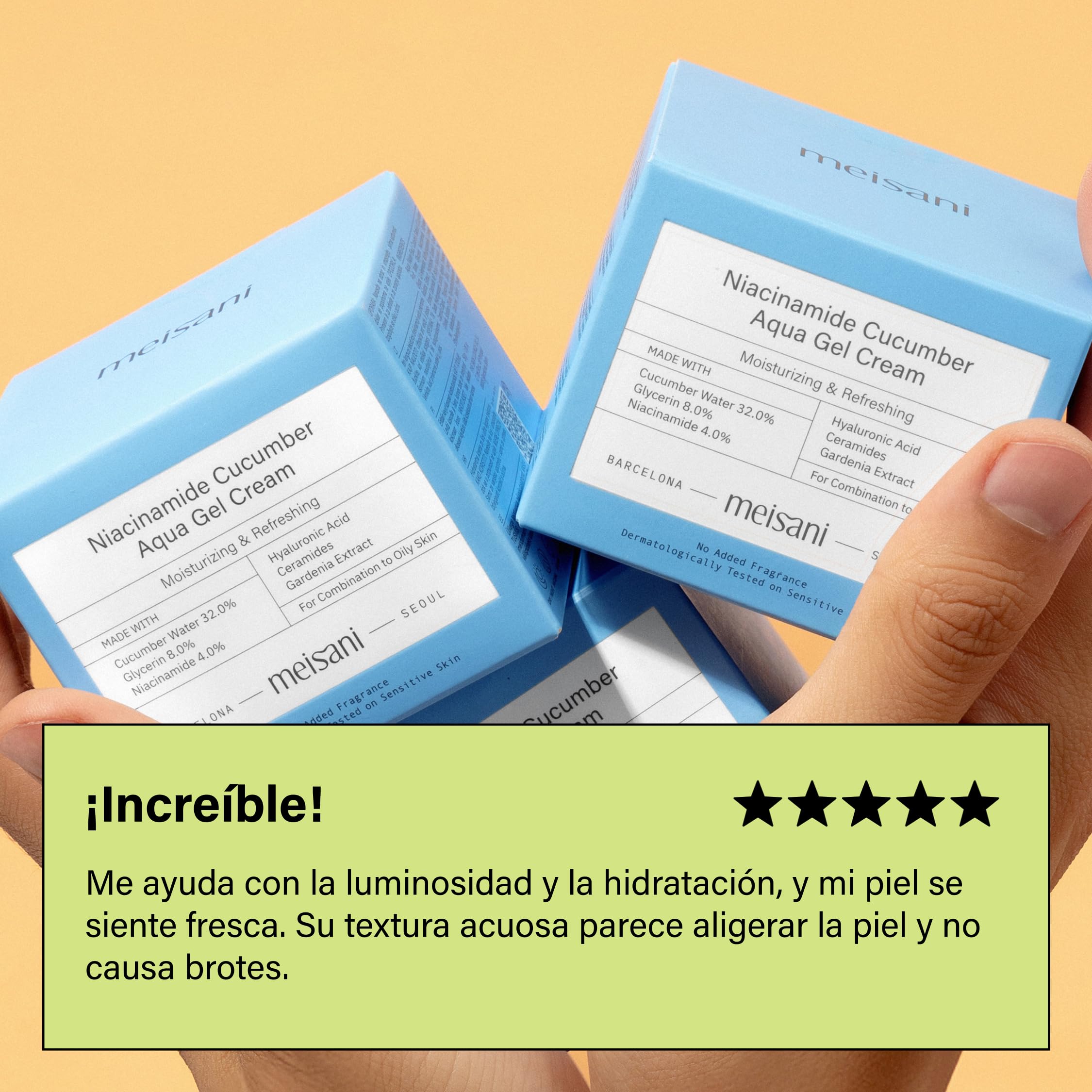 Meisani Niacinamide Cucumber Aqua Gel Cream, Crema facial refrescante con pepino y niacinamida, textura gel (50ml)