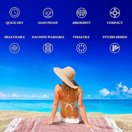 Vista 300 de LANE LINEN Juego de 6 toallas de playa turcas para mujer, tamaño grande, 39 x 71 pulgadas, prelavadas, no se encogen, no se encogen, sin arena