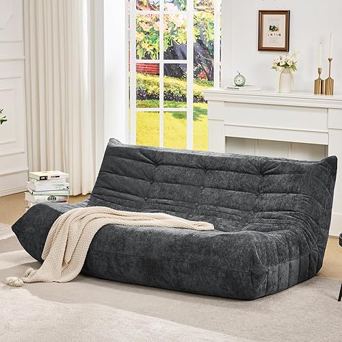 Vista 14 de Sillas Puf para Adultos Silla Puf Gigante Silla BeanBag de Espuma con Memoria Sofá Puf con Relleno Piel Sintética Puffs de Chimenea Sofá Perezoso