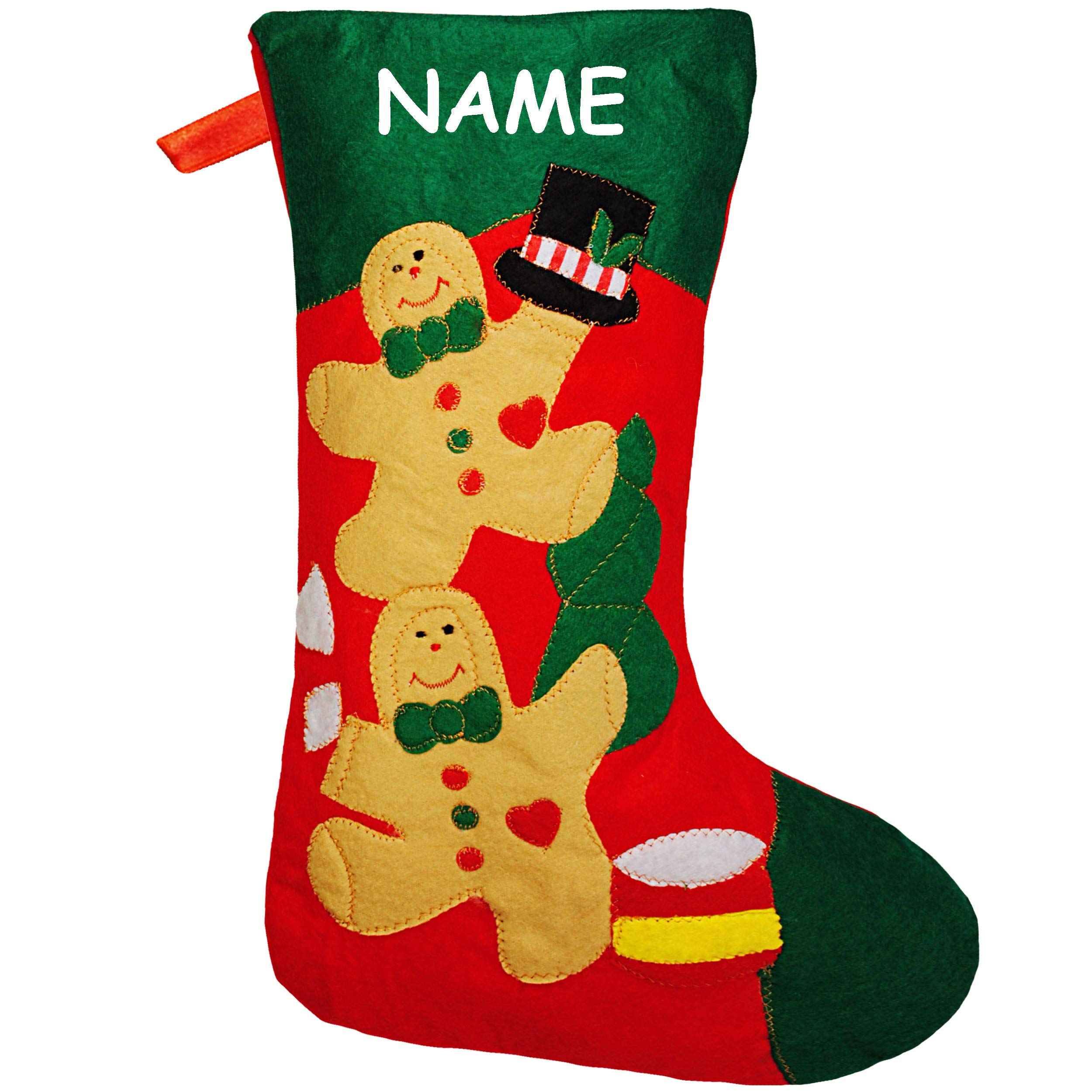 alles-meine.de GmbH 10 Stück XL - Weihnachtssocken & Filzstrümpfe - 50 cm - Lebkuchenmann - zum Aufhängen - Nikolausstiefel - Nikolausstrümpfe/Weihnachtsstiefel - Filz - groß..