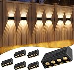Quntis RGBCW Solar Lights Outdoor 6 Pack, 13 Color Mode & Up/Down Lighting Solar Fence Lights, Warm White/Cool White/RGB Solar Garden Lights, IP65 Waterproof Solar Lights for Deck Patio Yard Step Wall