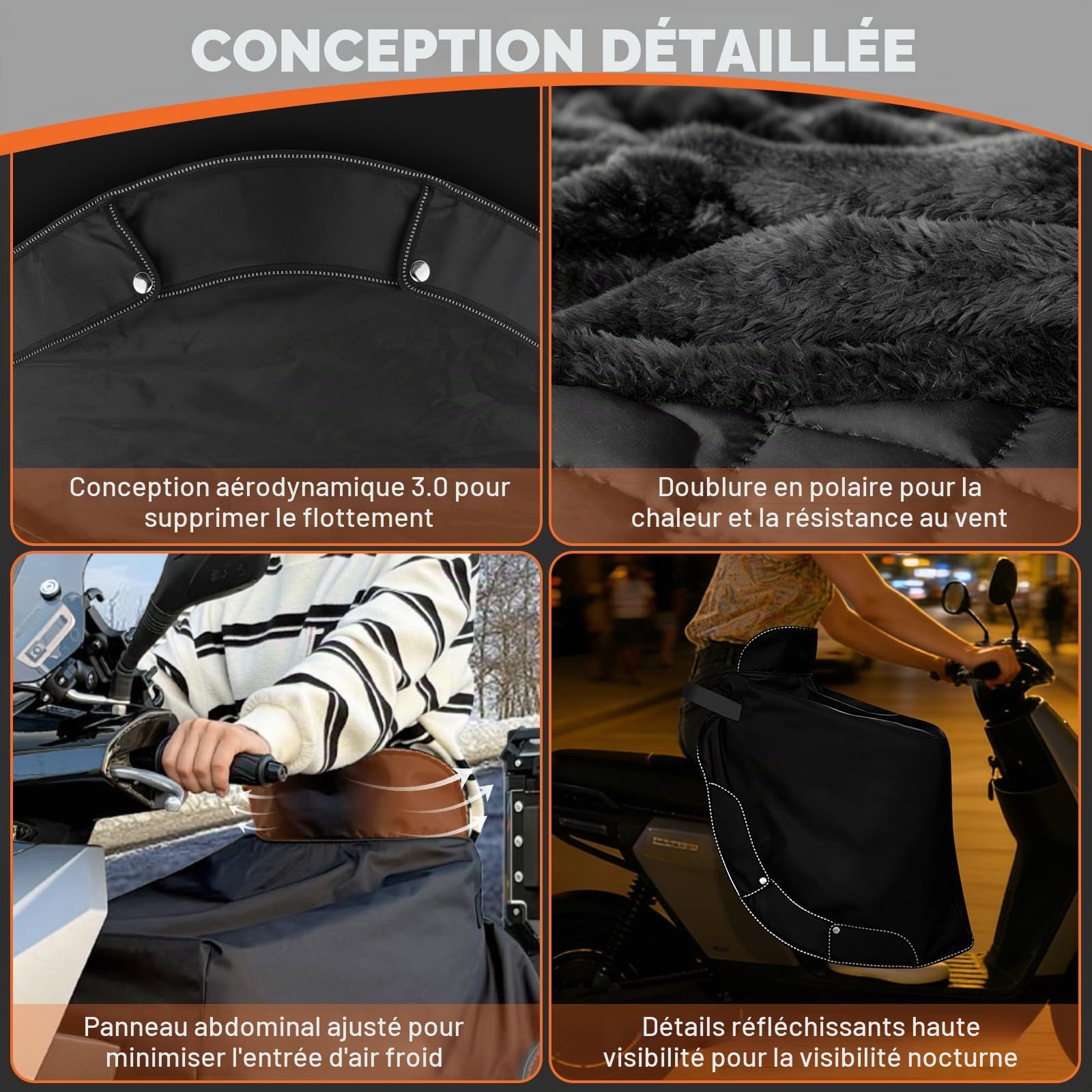 Couverture de Protection d'hiver pour Scooter Universelle Guêtres Coupe-Vent Imperméable Protège du Vent et du Froid pour Scooter et Cyclisme