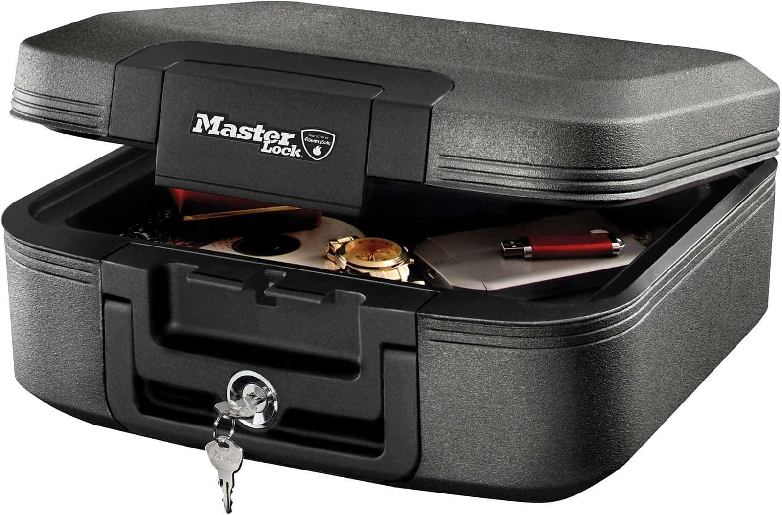 MASTER LOCK Certified Fireproof and Waterproof Safe Box with Key, 7.8L, 391 x 168 x 363 mm, Portable with carrying handle, for home and professionals