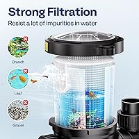 Vista 5 de VIVOHOME Bomba de Piscina Autocebante de 1.5 HP 6027 GPH con Potente Motor de Cobre 115V con Interruptor de Encendido/Apagado y Uniones de 1.25