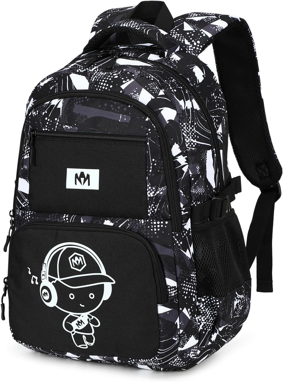 Kids Backpack Boys Camo Bookbag Teens Elementary School Bag Daypack Travel Back Pack Middle school (Grey Graffiti)