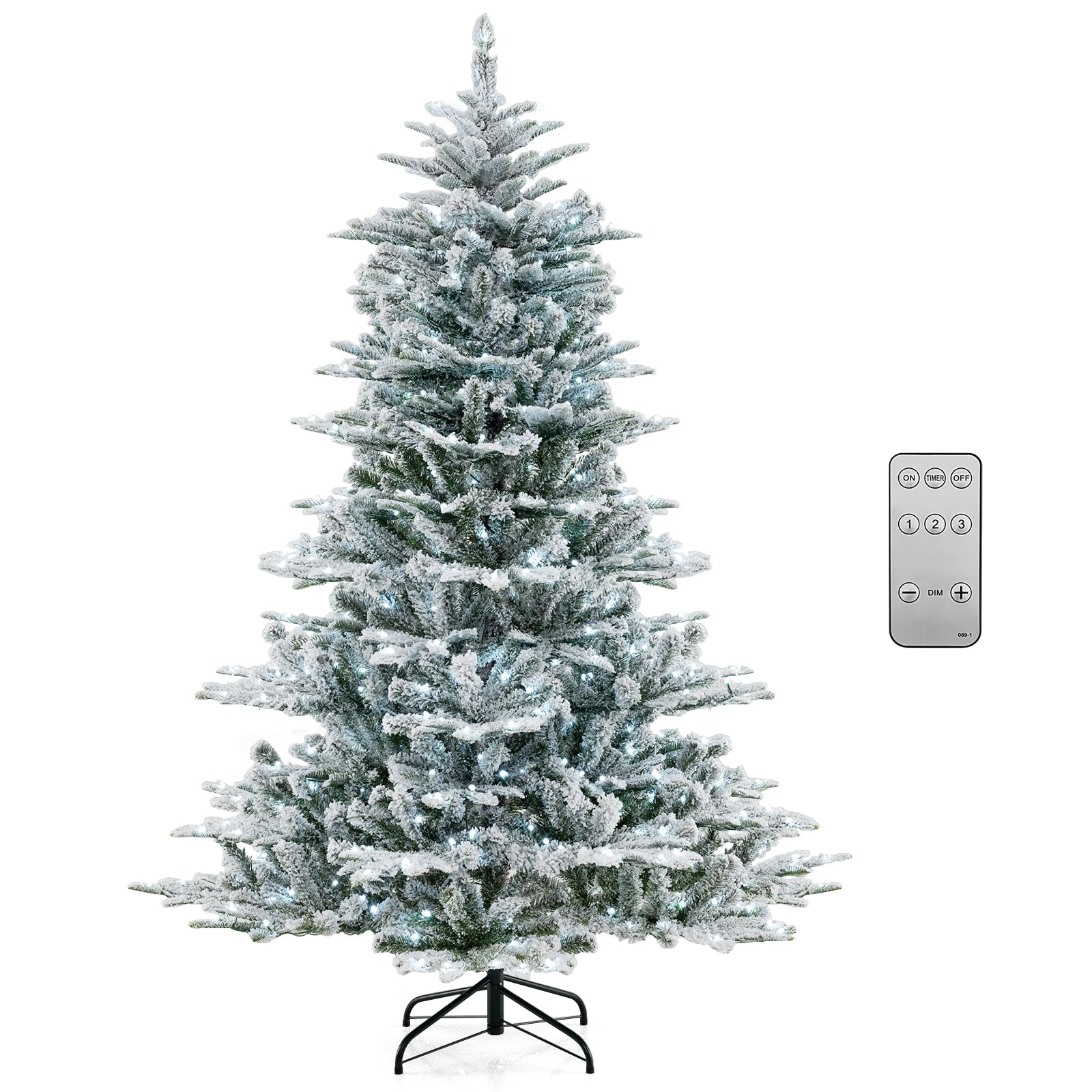 Amazon.com: Goplus 6ft Pre-Lit Snow Flocked Christmas Tree