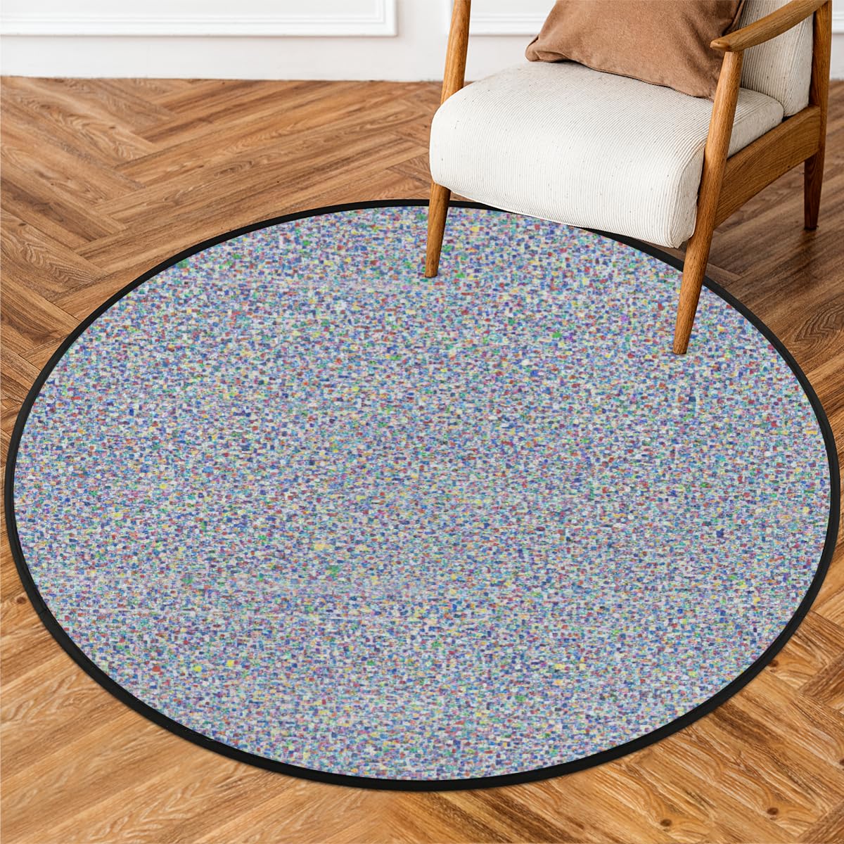 Tapis rond coloré 160 cm lavable et antidérapant pour salon