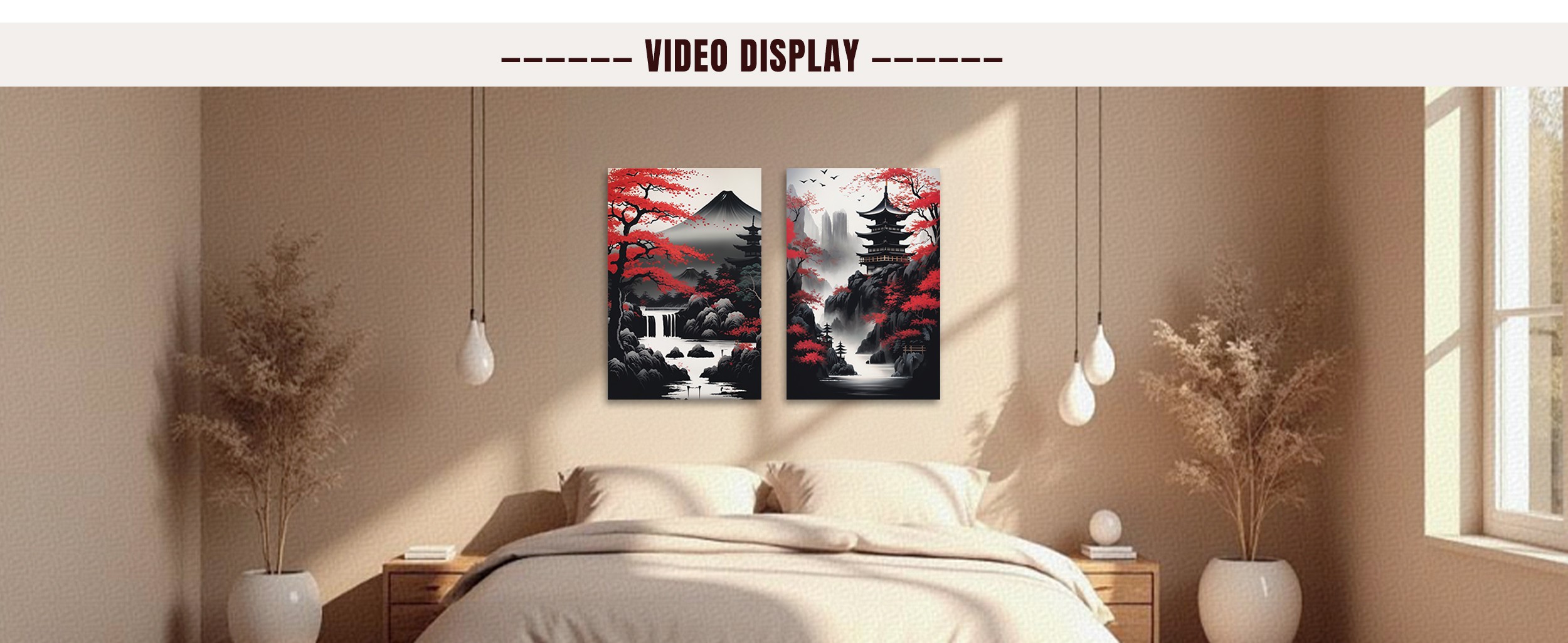 Amazon.com: ZXHYWYM Japanese Canvas Wall Art Red and Black Cherry