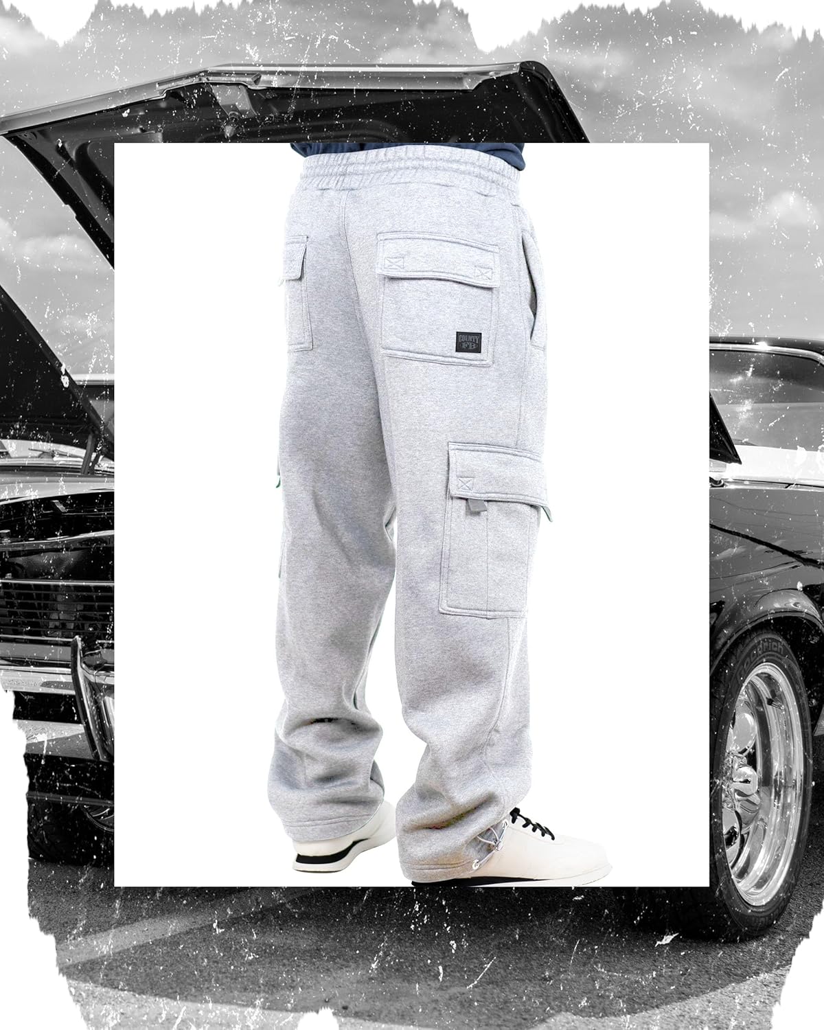 FB County Cargo Sweatpants - Loose Fit Cotton Polyester Heavyweight Fleece Cargo Pants with Flap & Utility Pockets - Image 3
