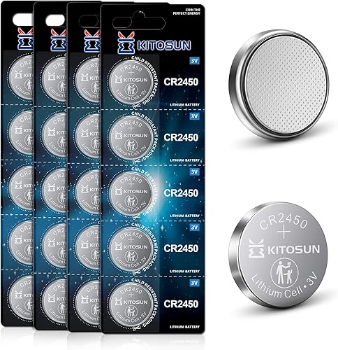 KITOSUN Pilas CR2450 de litio de 3 V, 20 piezas de batería de litio de alta calidad para llavero de automóvil, velas de luz LED, monitor de glucosa,