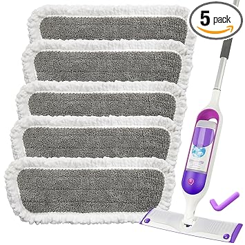 Reusable Mop Pads Compatible with Swiffer PowerMop, Power Mop Refill Pads Microfiber Mop Pads Replacement, 16x6.7Inch Washable Floor Mop Pads Refills Mop Heads for Floor Cleaning, 5 Pack