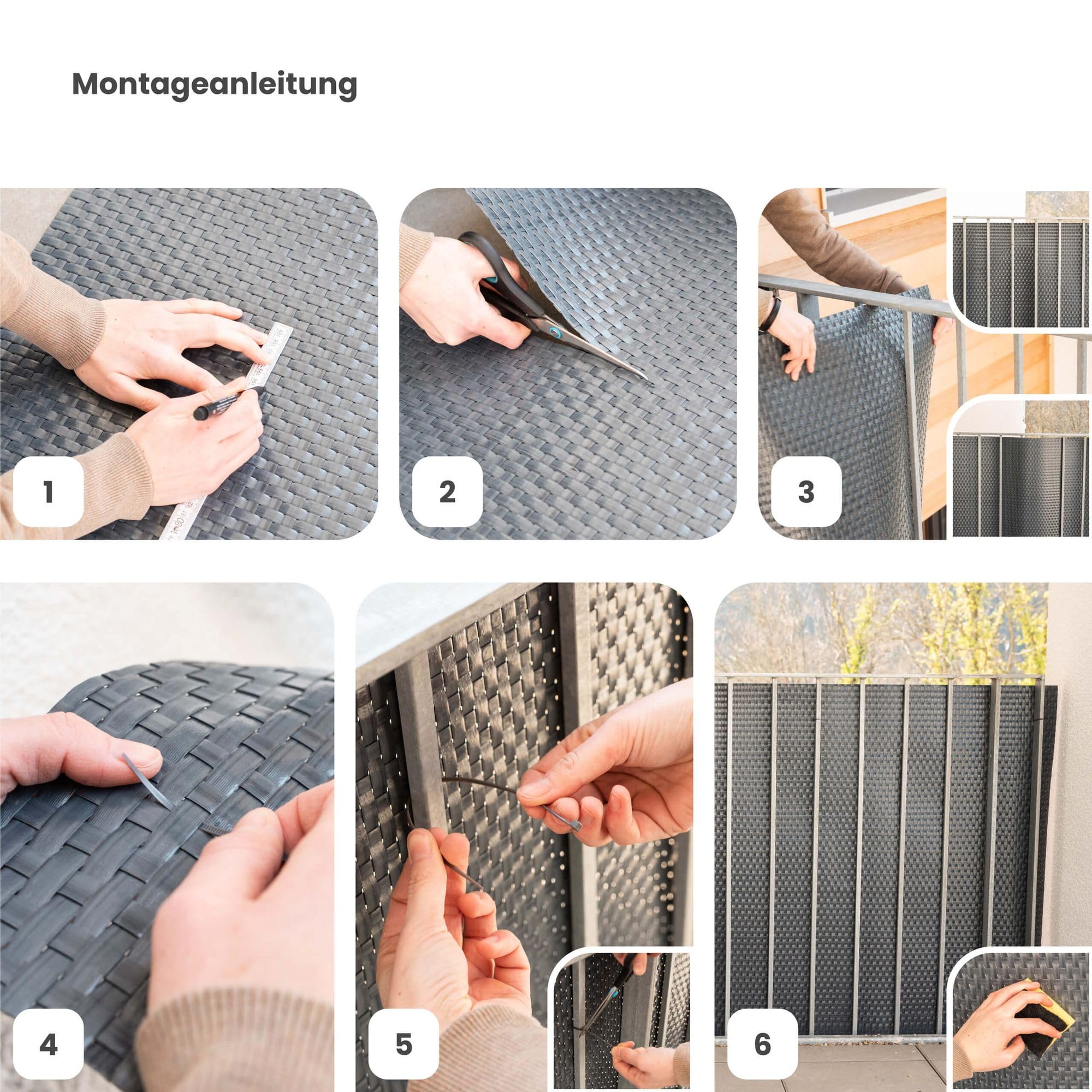 Sichtschutzmatte Rattan Optik 1 x 3m Braun