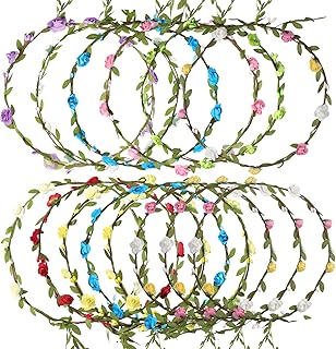 loghohu 15 Pcs Multicolor Flower Crown Wreath Headband Flower Crowns for Women Girl Floral Garland Headbands Floral Headpi Price In India