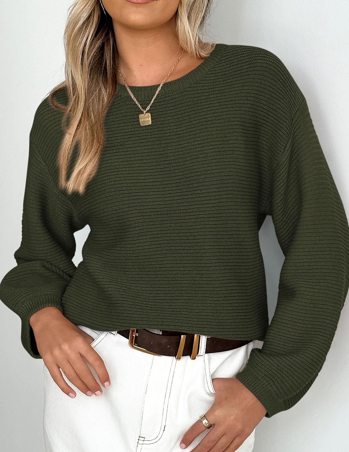 PRETTYGARDEN Womens Fall Sweaters 2025 Casual Loose Crewneck Ribbed Long Sleeve Top Knit Pullover Sweater - Image 3