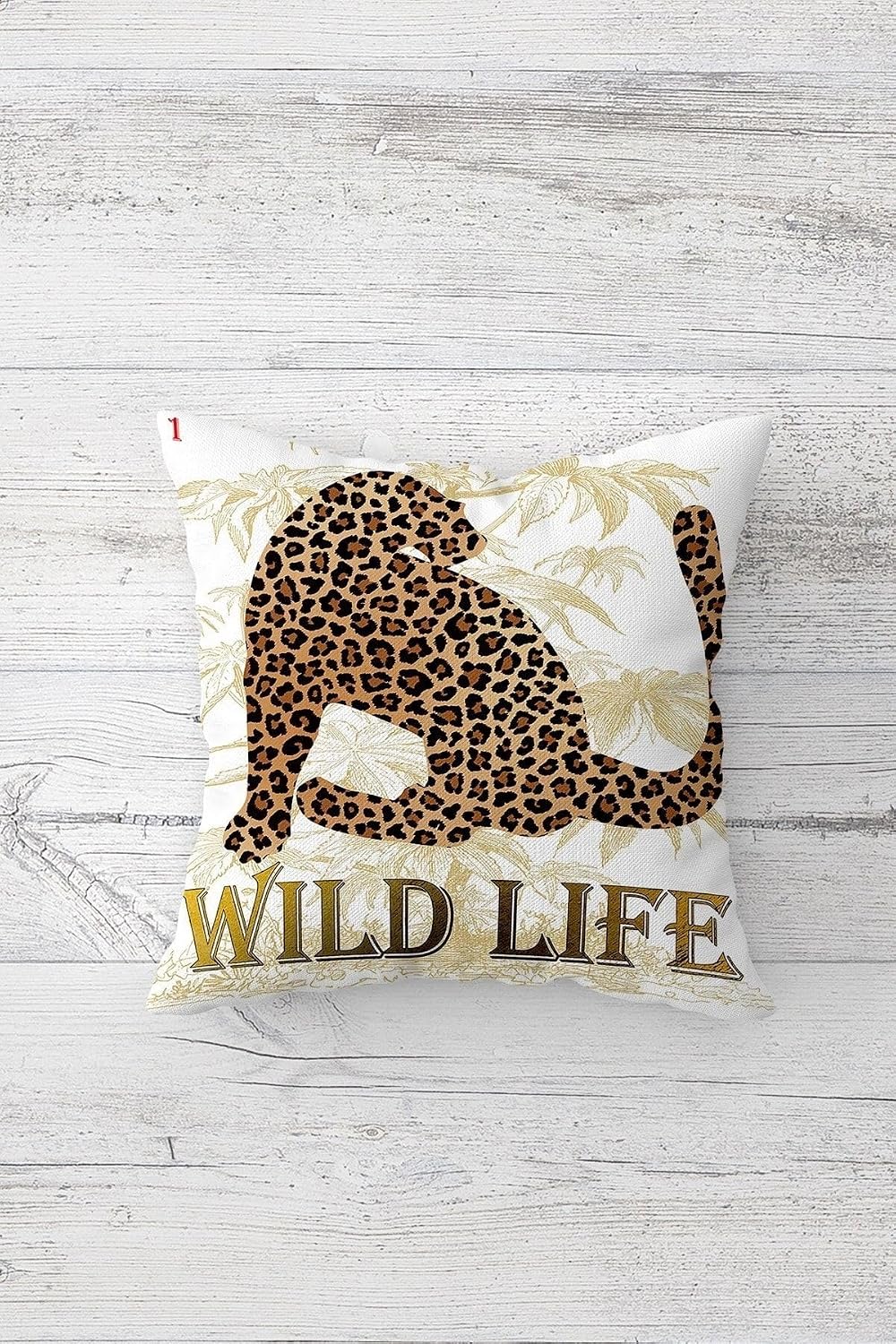Pelangi Wild Life Çift Tarafı Baskılı Gizli Fermuarlı Yastık Kılıfı Kırlent Koltuk Yastık Kılıfı, beyaz-leopar 45 x 45, 24691265145451