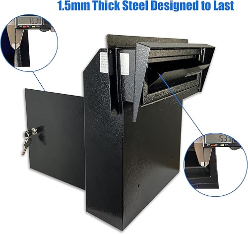 Miniatura 4 de Caja de acero galvanizado resistente a la lluvia, resistente a la intemperie, buzón de metal montado en la puerta para llaves, depósito, pago,