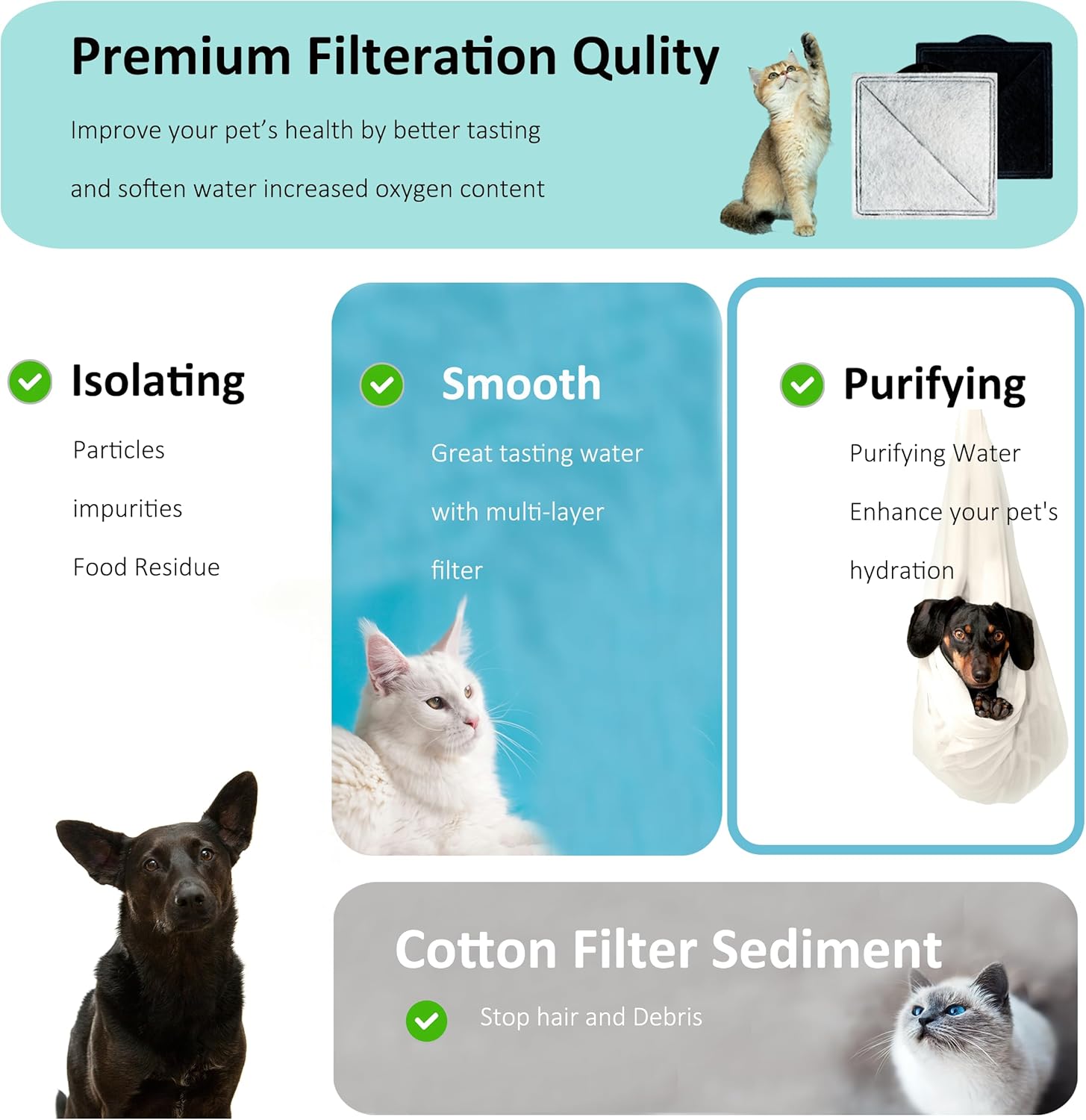 8X WF050 WF100 WF210 Cat Fountain Filter Replacement Arc-Shaped Triple Filtration Cat Water Filter Compatible NPET Automatic Pet Water Fountain - Image 8