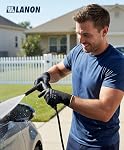 LANON Waterproof Gardening Gloves for Women & Men, 2 Pairs Pack Work Gloves with Double Rubber Coated, for Construction, Mechanic,Car & Fish Cleaning, Non-Slip Grip, Blue & Black,Small