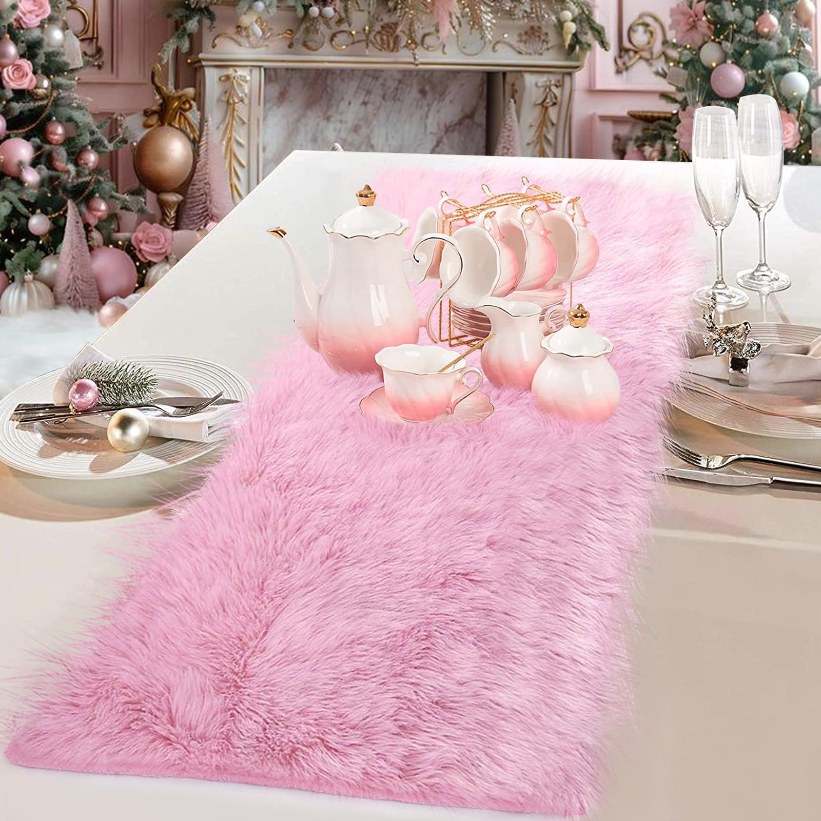 pink dresser scarf Table Runner 13x36in Long, Pink Linen Texture Linen Washable Dresser Scarf Solid Color Theme Kitchen Dinning Tablerunners for