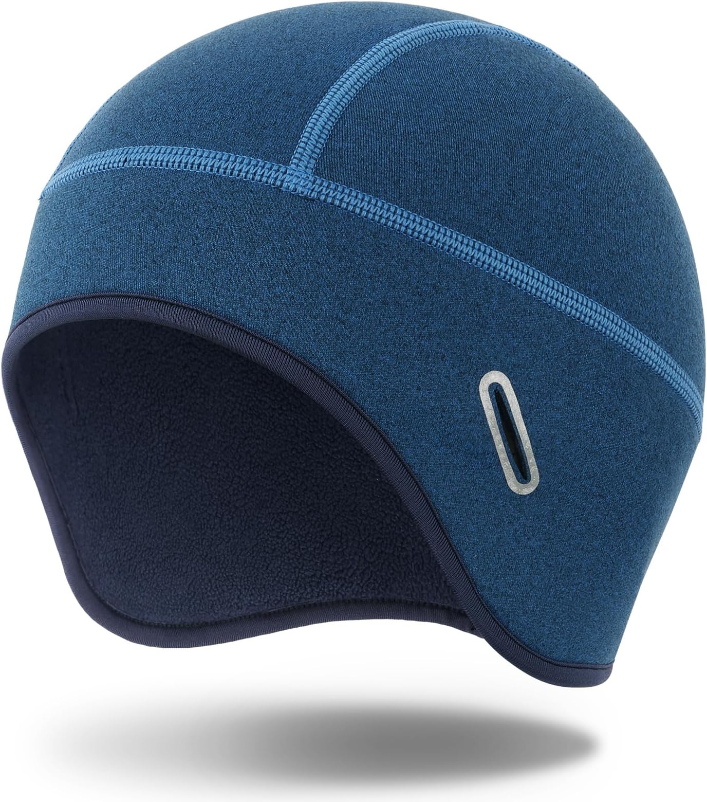 Winter Helmet Liner Skull Cap, Fleece Lined Warm Cycling Cap with Glasses Holes, Thermal Hat Beanie for Men Women