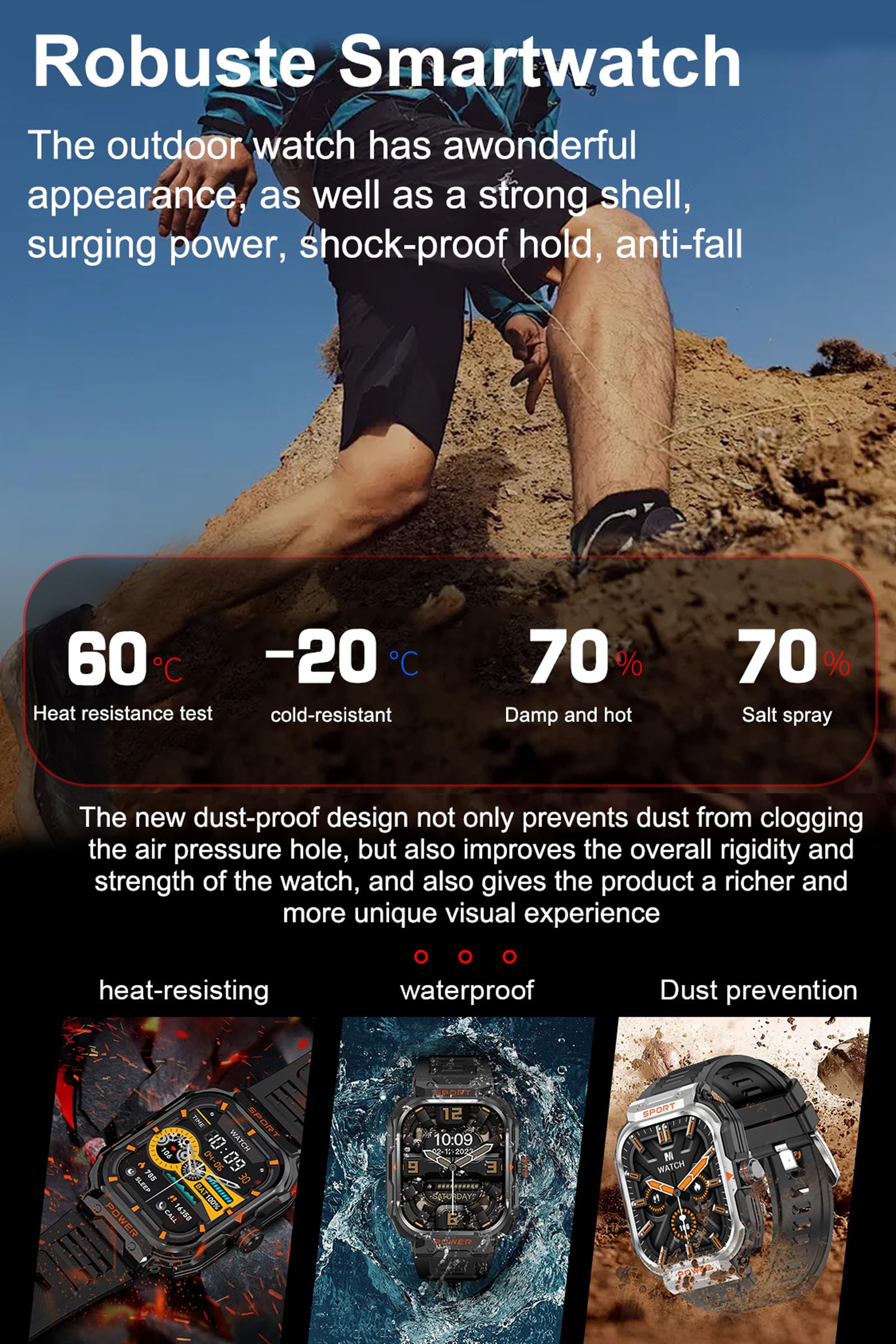 Herren Smartwatch mit Kopfhörer Bluetooth in Ear Laufuhr Schrittzähler Uhr Fitness Tracker Militär Sportuhren Pulsuhr Fitnessuhr Blutdruck Telefonfunktion Schlafmonitor TWS Headset