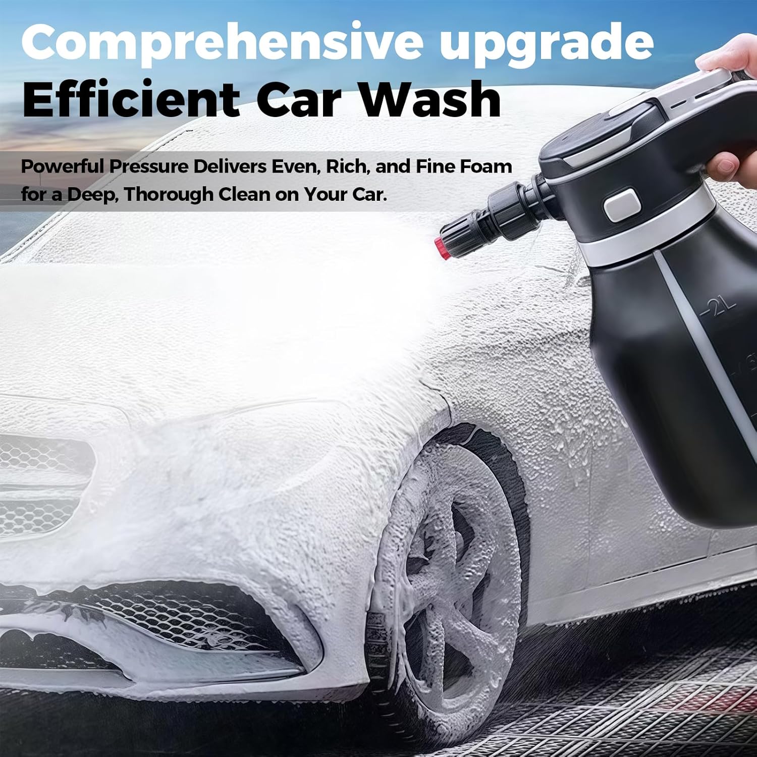 Electric Foam Sprayer,2L Portable Rechargeable Cordless Pressurized Spray Foam Cannon, Easy Clean & Acid Resistant for Car Wash Detailing Garden Black - Image 2