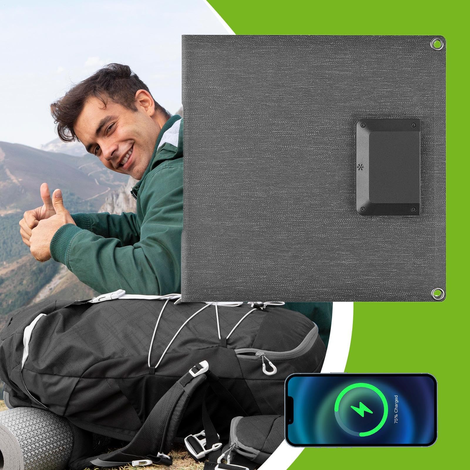 Chargeur de Batterie Solaire 30W Portable Pliable Recharge Rapide