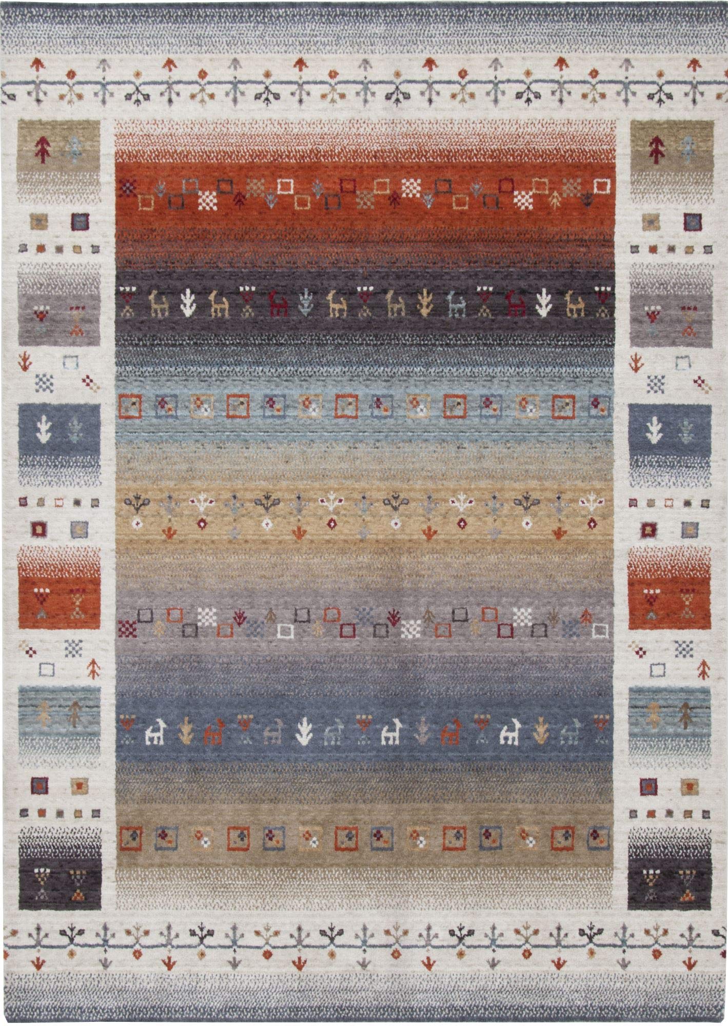 Klassischer Orient Teppich | Gabbeh Style | wie handgeknüpft | super weich und angenehm | 70 x 140 cm; Farbe: Cream Multi | Gino Falcone - FASA
