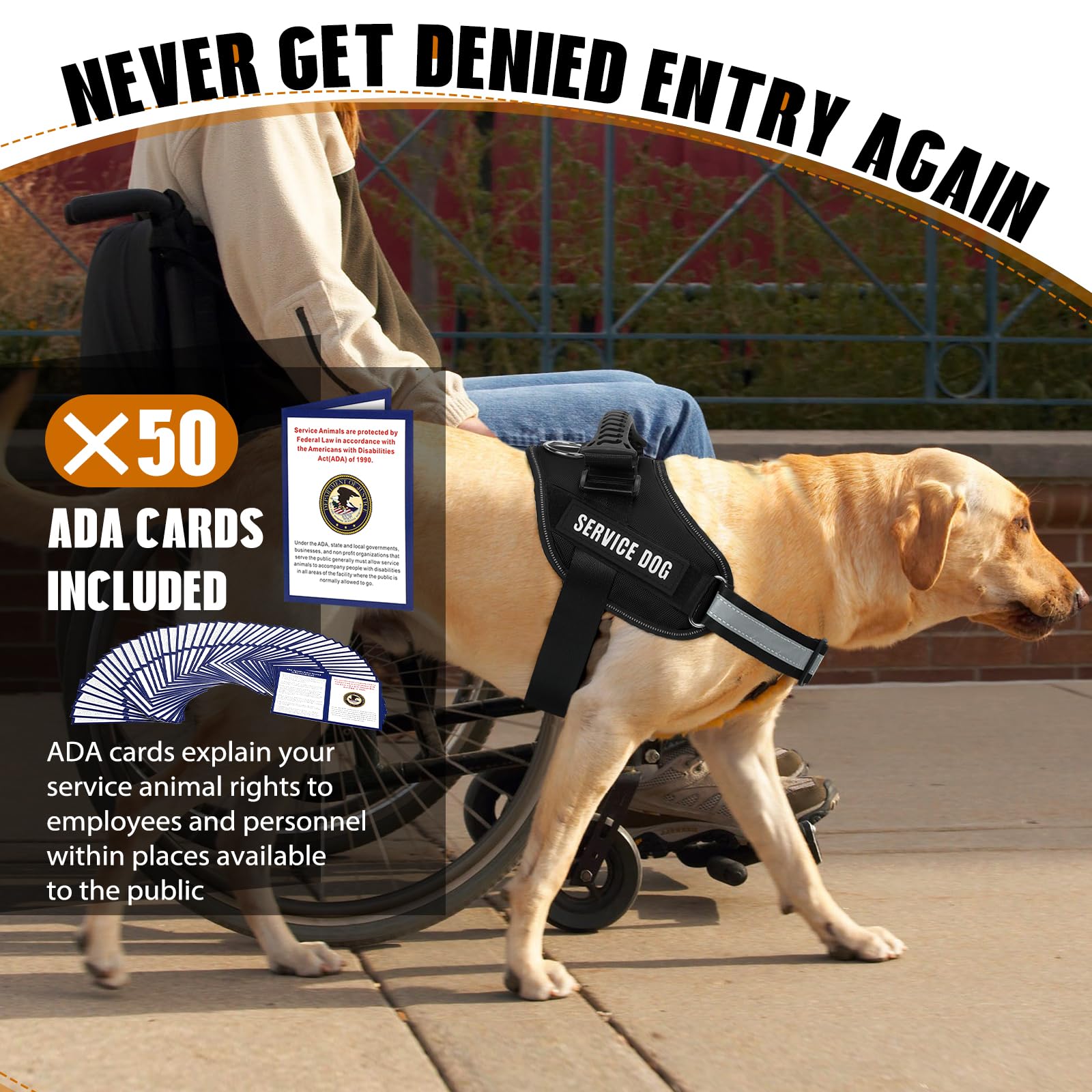 Service-Hundegeschirr Set Inkl. 50 ADA-Karten & Patches – Reflektierend, Verstellbar & Alltagstauglich