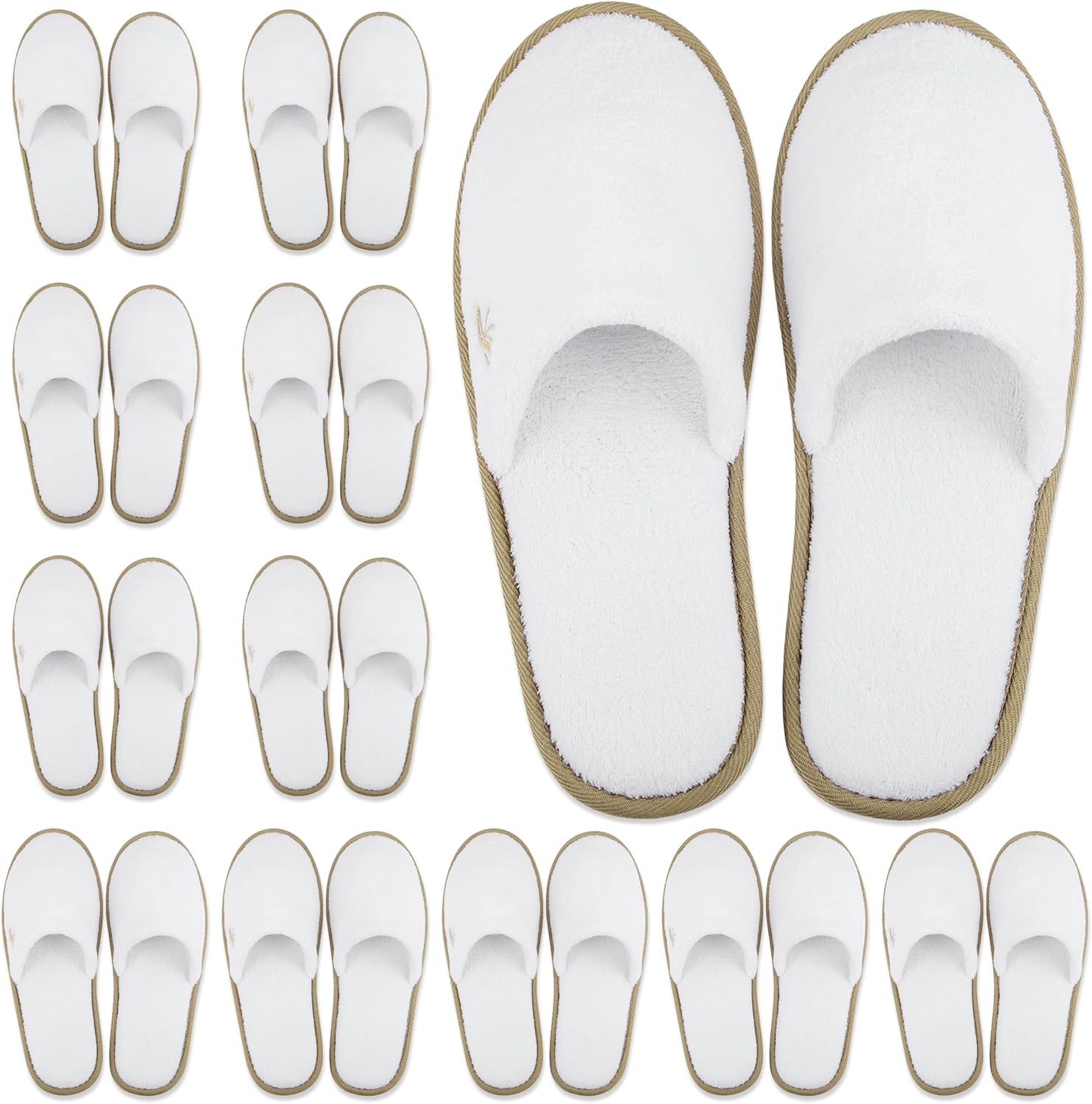 BERGMAN KELLY - Spa Slippers - Disposable Indoor House Slippers - Closed Toe House Shoes for Men & Women - Value Pack Hotel Indoor Shoes for Guests - Washable & Reusable for Travel & Wedding