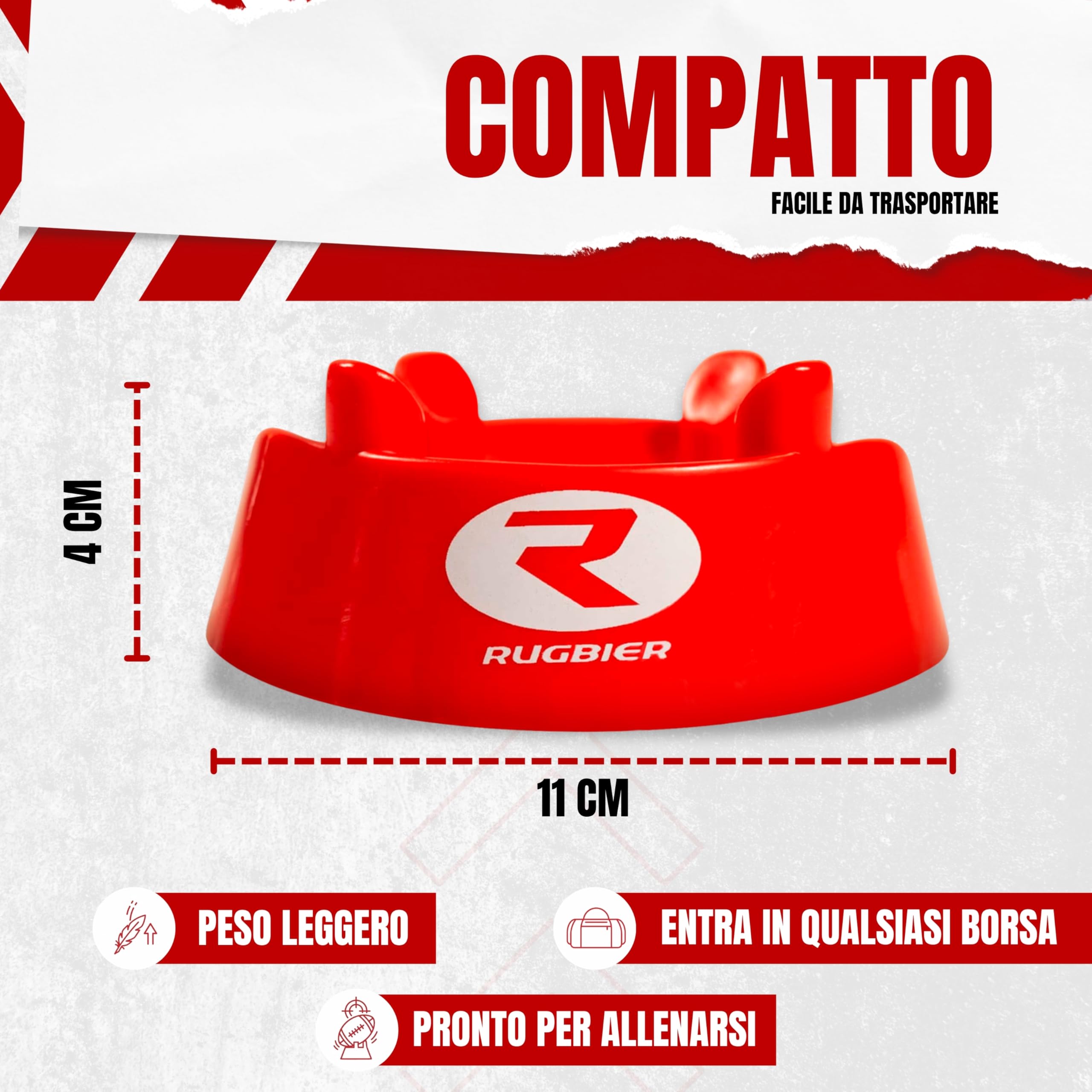 Tee da Rugby Professionale Standard Rosso – Supporto per Calci e Allenamento