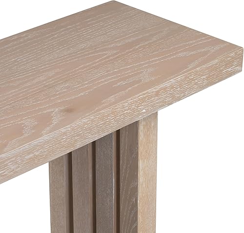 Miniatura 85 de Mesa consola de madera maciza de 48 pulgadas, mesa auxiliar moderna para sofá de entrada con 3 cajones de almacenamiento y 2 estantes. Fácil de