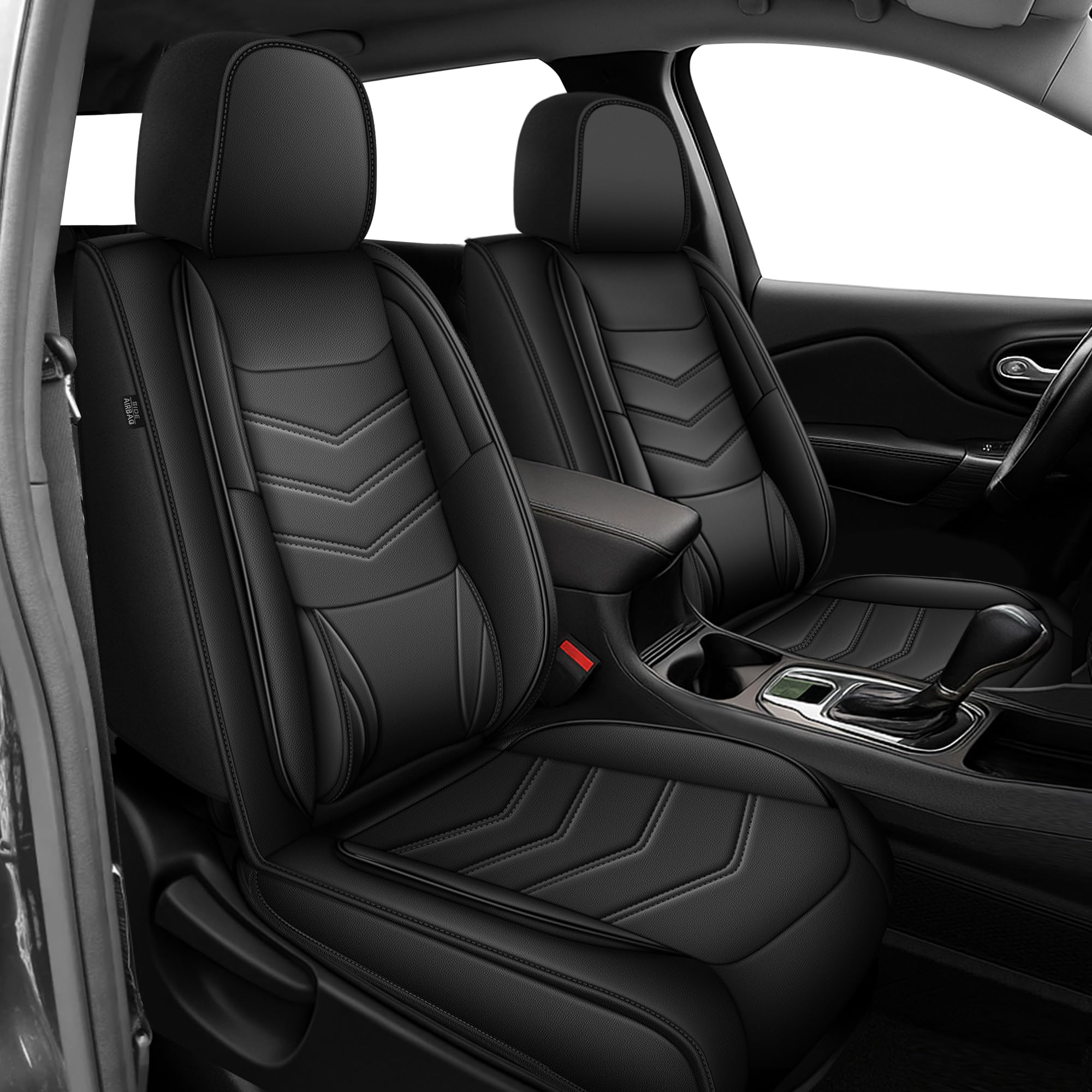 Fit for Cadillac CT5 Seat Covers 2020-2026 Full Set Seat Covers - Faux Leather Seat Protectors with Lumber Compatible with Airbags(5 Seats,Black)