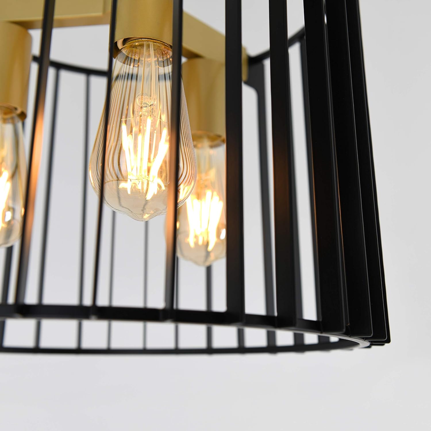 artika Gatsby Modern Mid Century Flush Mount Ceiling Light Fixture, Black and Gold Finish - Ideal for Bedroom, Hallway, Kitchen, Made of Steel, Bulb Not Included
