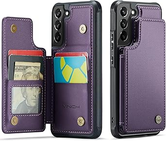 Vinich for Samsung Galaxy S22 Wallet Case with Card Holder, RFID Blocking Credit Slots Kickstand Shockproof Phone Cover Fit for Galaxy S22 6.1" Purple