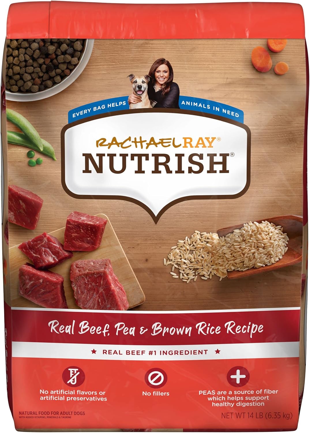 Rachael Ray Nutrish Premium Natural Dry Dog Food, Real Beef & Brown Rice Recipe, 14 Pounds