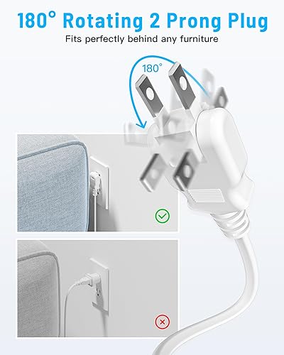 Miniatura 3 de Yozisital - Tira de alimentación de 2 clavijas, adaptador de salida de 2 clavijas a 3 clavijas, estación de carga rápida PD de 20 W, 6 tomas, 4 USB