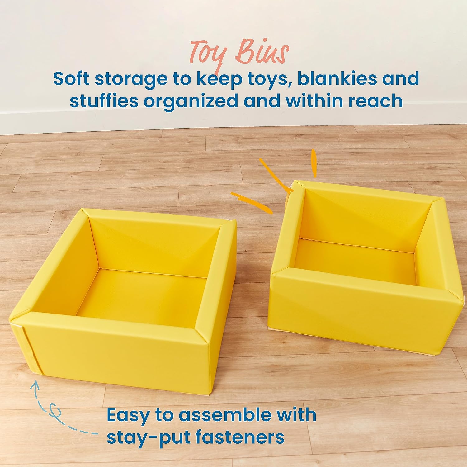 ECR4Kids SoftZone Play Patch Toy Bins, Beginner Playset, Yellow, 2-Pack