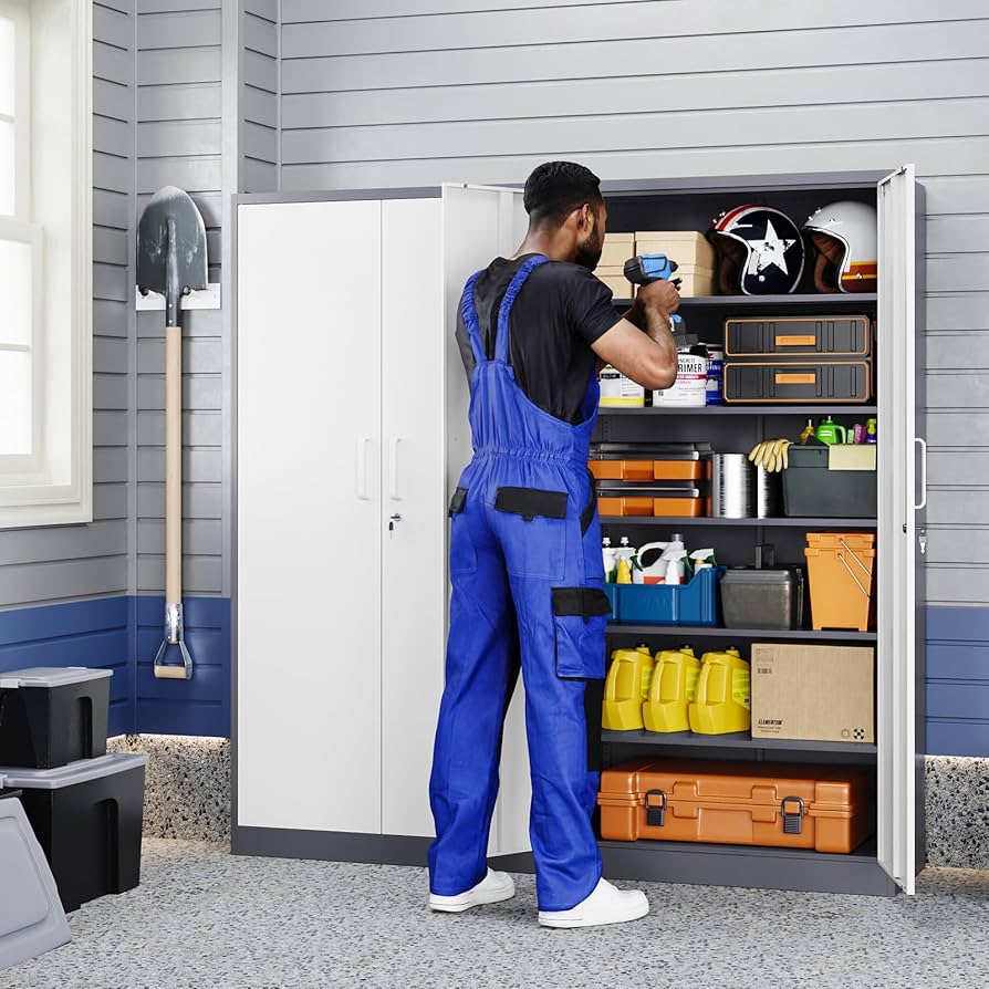 Amazon.com: Yizosh Metal Garage Storage Cabinet with 2 Doors