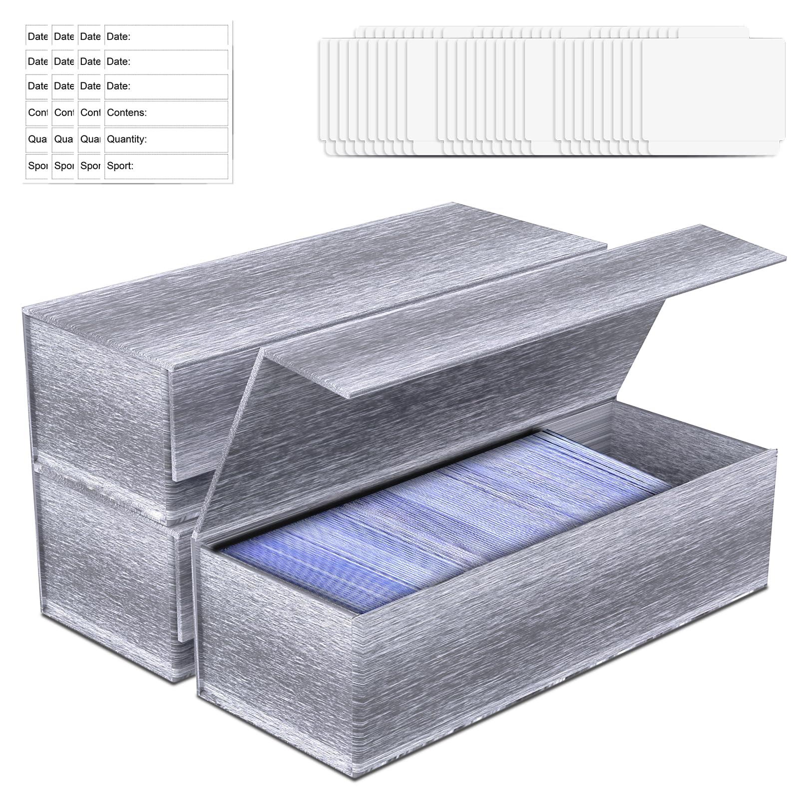 BIU-BOOMToploader full lid-Corrugated case,Trading Card Storage Box with Dividers,Card storage box fits Baseball Cards,Football Cards,Basketball Cards