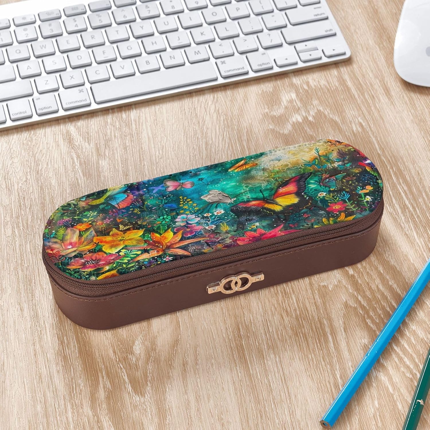 Mysterious and beautiful garden Leather Multi Slot Pen Storage Case image 3