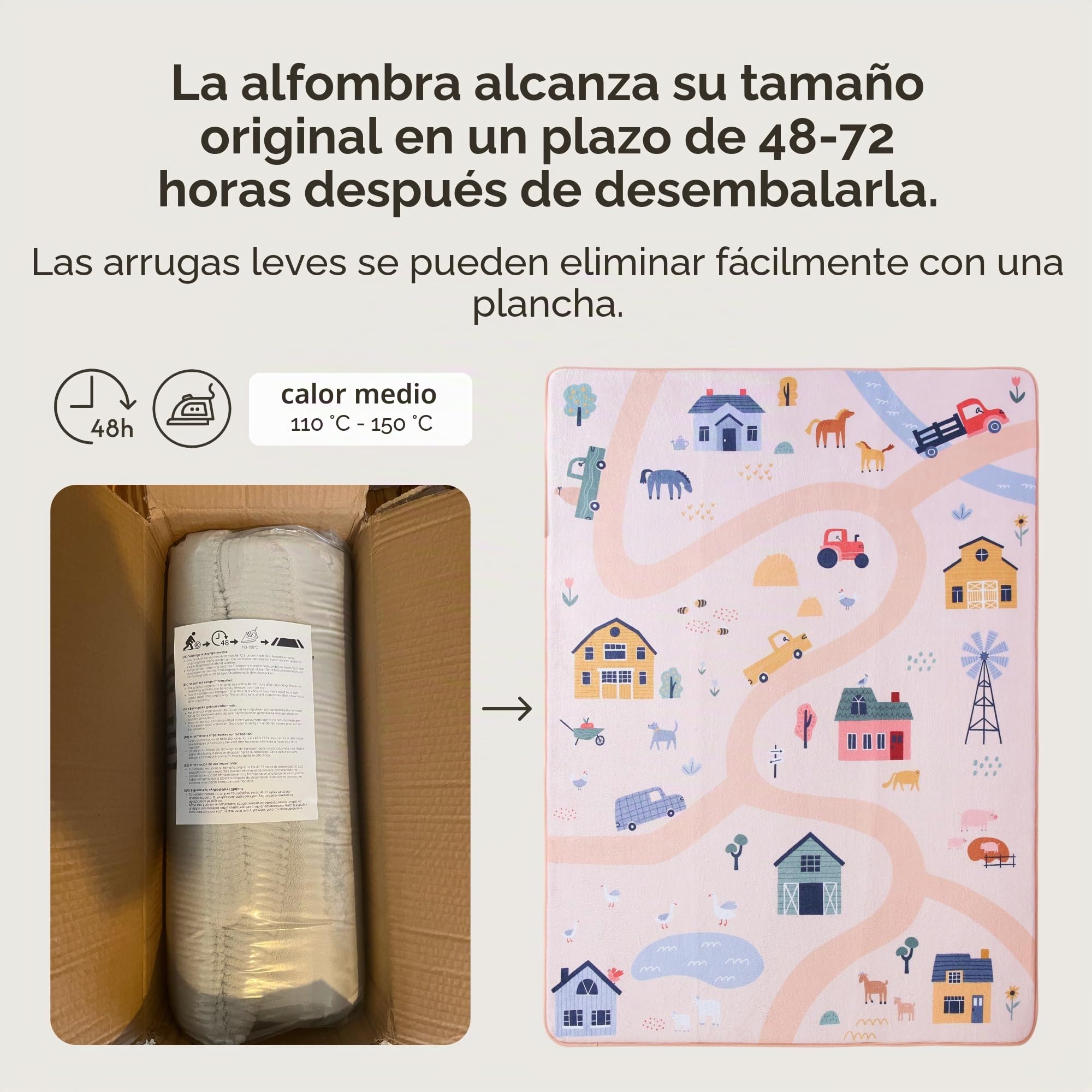 Hakuna Matte Colchoneta Manta Juegos Bebe 160x120x1,5cm, Granja | Tapete Infantil con Memory Foam Manta de Juegos Bebe Antideslizante, Tatami Bebe, Suelos Infantiles