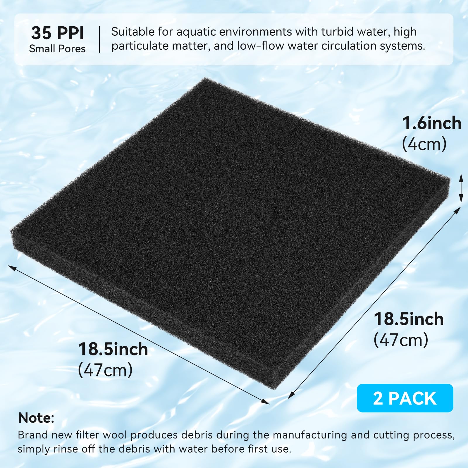 Borlech Aquarium Filter Sponge Pad, Filter Media Foam Sponges, Filter Accessories for Fish Tanks and Ponds (47 x 47 x 4 cm - Image 2