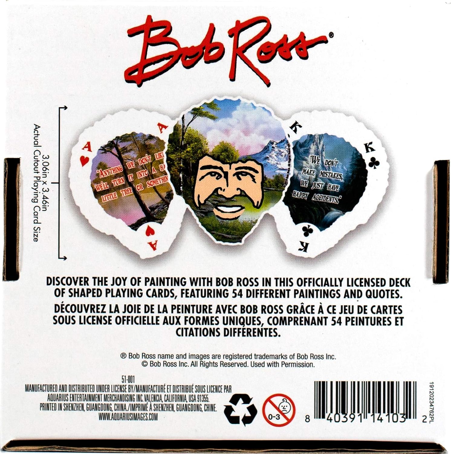 AQUARIUS Bob Ross Playing Cards - Bob Ross Shaped Deck of Cards for Your Favorite Card Games - Officially Licensed Bob Ross Merchandise & Collectibles