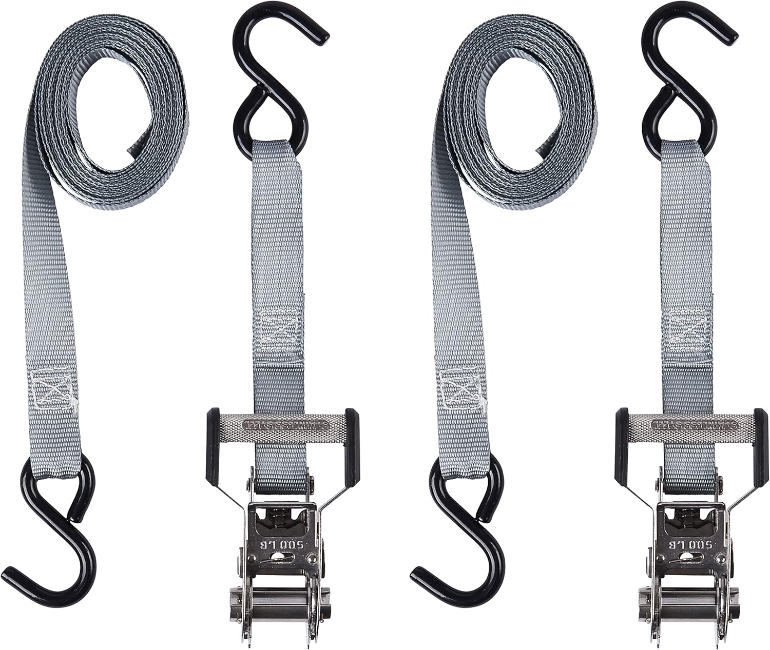 KEEPER 85410 12' Stainless Steel Ratchet TieDown, 2 Pack