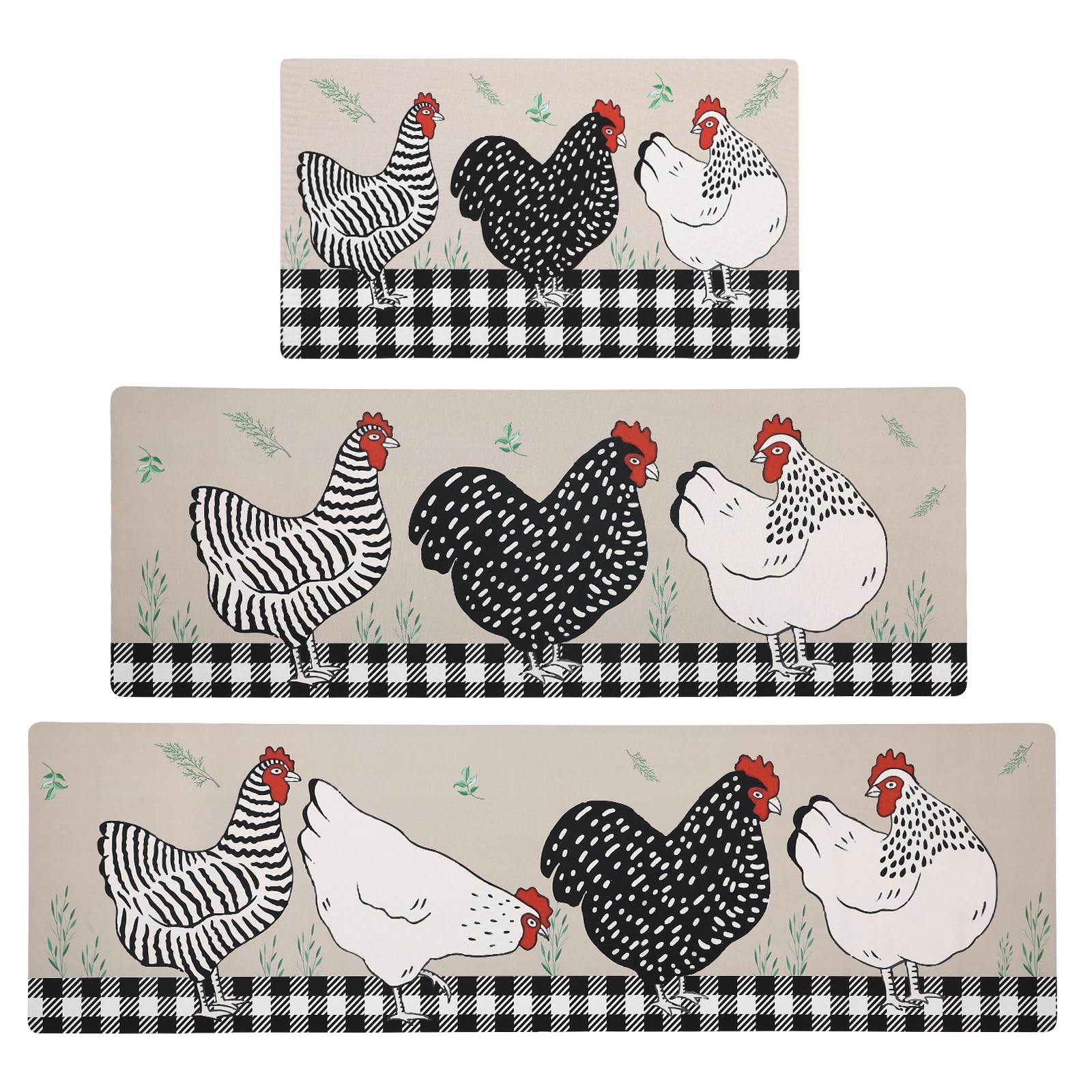 XLHOMO Chicken Design Kitchen Mats Set
